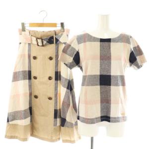 セットアップ 上下 カットソー 半袖 フレアスカート ロング チェック コットン 38 マルチカラー /NR