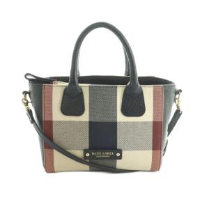 2WAY ショルダーバッグ ハンドバッグ チェック柄 紺 ベージュ 赤 /MI OS