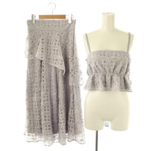 セットアップ ドット フラワー チュール スカート キャミトップ ビスチェ F ラベンダー /CX OS