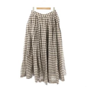 SEVEN TEN by MIHO KAWAHITO 23SS オックススカート チェック フレア ロング M ホワイト ブラック /HK OS