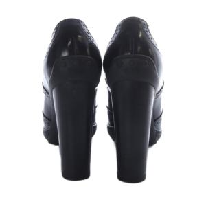 TOD'S ブーティ ブーツ ショート ハイヒール ウィングチップ レースアップ レザー 37 ブラック /YO6