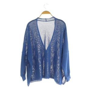 Spick&Span 23SS ペーパーヤーンカーディガン ニット 長袖 オーバーサイズ ワイド ブルー /MY OS