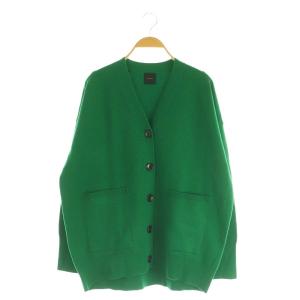 23AW ダブルジャガード ビッグカーディガン ニット 長袖 Vネック グリーン /MY OS