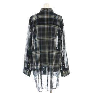 Spick&Span 23SS コットンボイルチェックルーズシャツ 長袖 ネイビー ブラック /HK OS