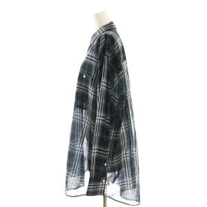 Spick&Span 23SS コットンボイルチェックルーズシャツ 長袖 ネイビー ブラック /HK OS