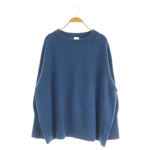 24SS バルキーヤーン ロングリブプルオーバー ニット セーター 長袖 オーバーサイズ ブルー /MY
