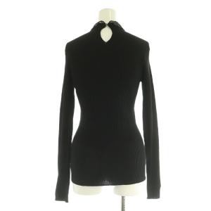 IENA 25SS レース襟ホールガーメント リブプルオーバー ニット カットソー 長袖 ブラック /MY OS