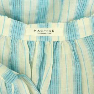 MACPHEE 23SS フレンチリネン ギャザーブラウス プルオーバー ストライプ 38 ブルー /MY OS