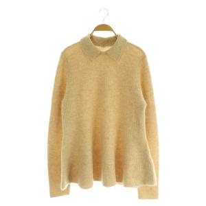 24AW 衿付きペプラムニットプルオーバー セーター 長袖 ラメ スパンコール 0 ベージュ /MY OS