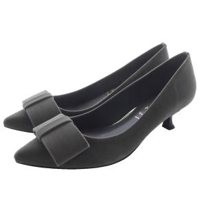 4.5cmポインテッド プレート リボンパンプス 23cm グレー /SR