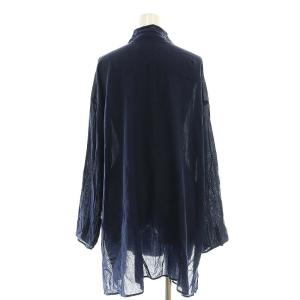 JURGEN LEHL インドコットンブラウス チュニック 長袖 前開き M 紺 /NR OS