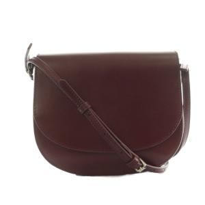 ショルダーバッグ レザー 床革 フラップ ボルドー /MI OS