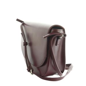 YAHKI ショルダーバッグ レザー 床革 フラップ ボルドー /MI OS