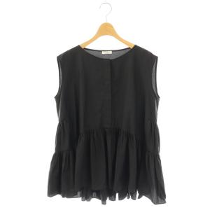 ペーパータフタノースリーブブラウス ブラック /HK OS