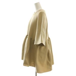 CLANE 23SS バルーンギャザーニット カットソー プルオーバー ペプラム F ベージュ /CX OS