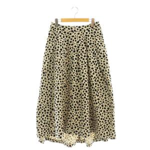 レオパード プリントタックフレアスカート 40 ベージュ 黒 /CX OS