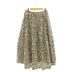 VERMEIL par iena レオパード プリントタックフレアスカート 40 ベージュ 黒 /CX OS
