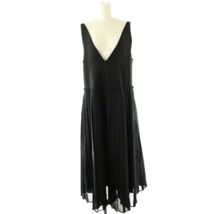 ウールシルクプリーツワンピース 36 ブラックSH