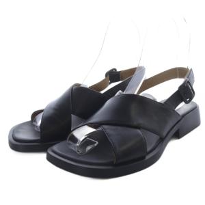 ダナ Dana サンダル ローヒール ストラップ レザー 38 ブラック K201600-002 /YO25