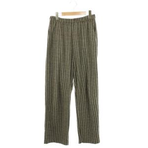 25SS パイル ジャカード ストライプ パンツ イージー 36 カーキグレー ホワイト /CX OS