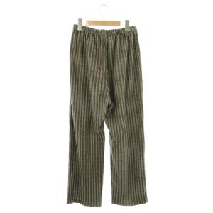 6 ROKU BEAUTY&YOUTH 25SS パイル ジャカード ストライプ パンツ イージー 36 カーキグレー ホワイト /CX OS