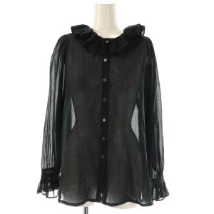 Parisiennen Blouse パリジェンヌブラウス 長袖 シアー 36 ブラック /DO OS