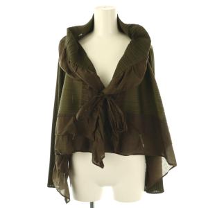 イッセイミヤケ フリル ボレロ カーディガン 3 カーキ /DF OS