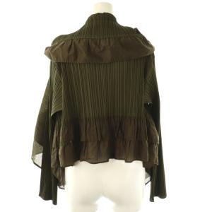 PLEATS PLEASE ISSEY MIYAKE イッセイミヤケ フリル ボレロ カーディガン 3 カーキ /DF OS