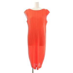 イッセイミヤケ ノースリーブワンピース オレンジレッド