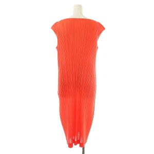 PLEATS PLEASE ISSEY MIYAKE イッセイミヤケ ノースリーブワンピース オレンジレッド