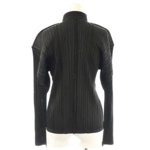 PLEATS PLEASE ISSEY MIYAKE イッセイミヤケ チャイナボタン 長袖シャツ プリーツ 3 ブラック
