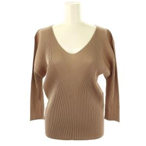 イッセイミヤケ Vネック 七分袖 カットソー 3 モカ /DF OS