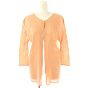 イッセイミヤケ メッシュ カーディガン 七分袖 3 オレンジ /DF OS