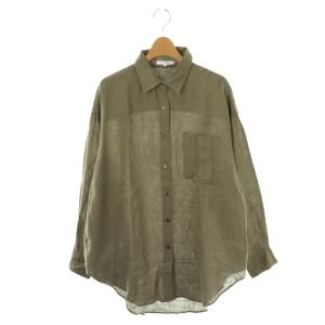 マイスタンダード LIBECO ビッグシルエット ポケット シャツ 長袖 スタンドカラー 38 カーキ