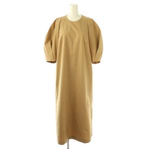 立体スリーブワンピース ミモレ ロング 38 茶 ブラウン /AT OS