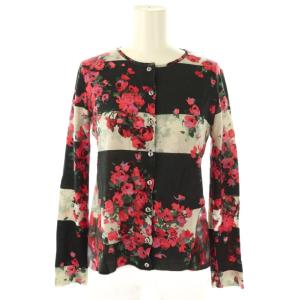 ローズプリントカーディガン 黒 ブラック 赤 レッド /SS OS