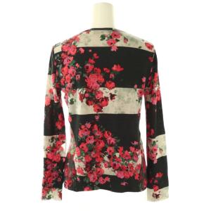 BLUGIRL BLUMARINE ローズプリントカーディガン 黒 ブラック 赤 レッド /SS OS