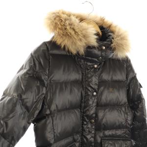 BURBERRY BLUE LABEL ダウンジャケット アウター ラクーンファー 38 黒 /CX OS