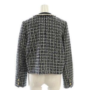 JUSGLITTY 25SS ツイードジャケット ノーカラー 1 ネイビー /HK OS