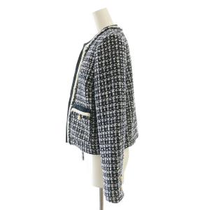 JUSGLITTY 25SS ツイードジャケット ノーカラー 1 ネイビー /HK OS