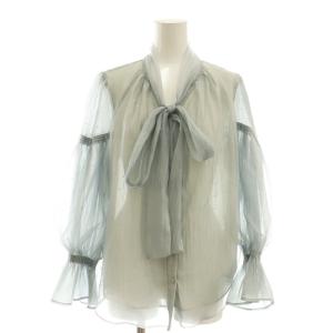 24SS プチラメドットボウタイブラウス 長袖 1 ライトブルー /HK OS