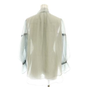 JUSGLITTY 24SS プチラメドットボウタイブラウス 長袖 1 ライトブルー /HK OS