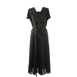 25AW チェリープリントカシュクールワンピース ロング 1 ブラック /DF OS