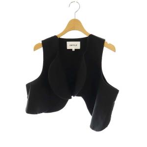 24SS WAVE CROPPED VEST 38 ブラック 300HS130-1890