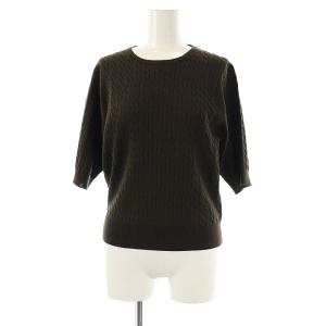 ベーシックニットプルオーバー カットソー 五分袖 F ダークブラウン /NR OS