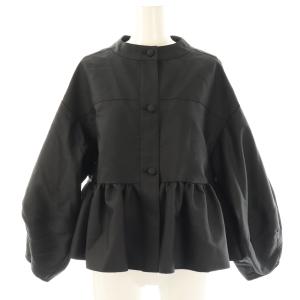 Manege ランタンスリーブノーカラージャケット ブラック