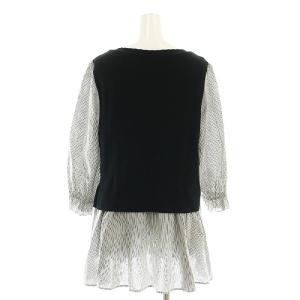 TO BE CHIC ストライプブラウスレイヤーニット プルオーバー シャツ ドッキング 40 黒 グレー 白 /CX OS