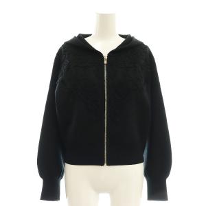 23AW コード刺繍ニットパーカー ジップアップ 36 黒 /CX OS