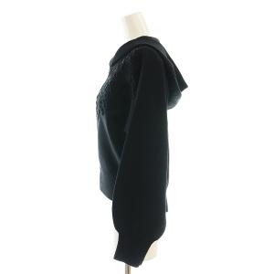 GRACE CONTINENTAL 23AW コード刺繍ニットパーカー ジップアップ 36 黒 /CX OS