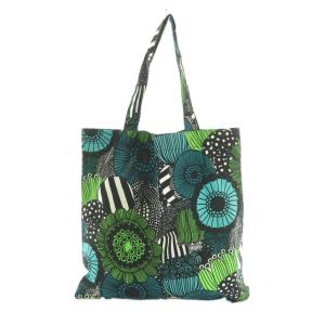 siirtolapuutarha ファブリック トートバッグ 花柄 緑 黒 白 /MI OS SH